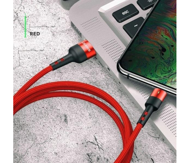 USAMS Kabel pleciony U26 USB-C 1m 3A Fast Charging czerwony - 1569040 - zdjęcie 3